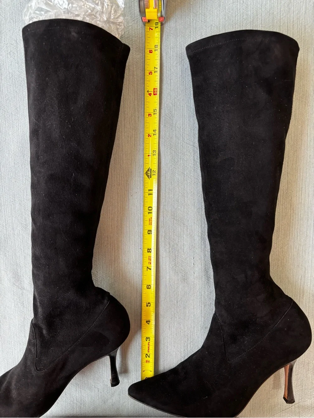 Manolo Blahnik Black Stretch-Suede Over-the-Knee Stiletto Boots Pamfilo 90